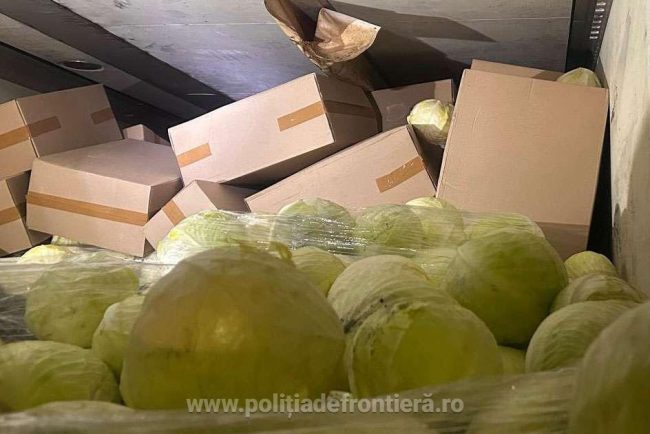 Pachete de tigari de peste 1 3 milioane lei gasite in vama Petea ascunse intr un camion cu varza