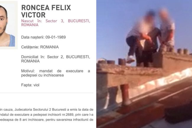 Barbat urmarit national prins pe acoperis in Capitala