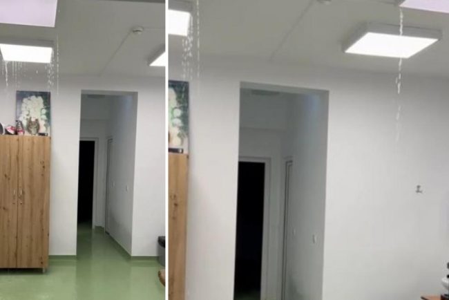 Inundatie la un spital din Harghita Apa a intrat prin tavan dupa ce o teava din pod