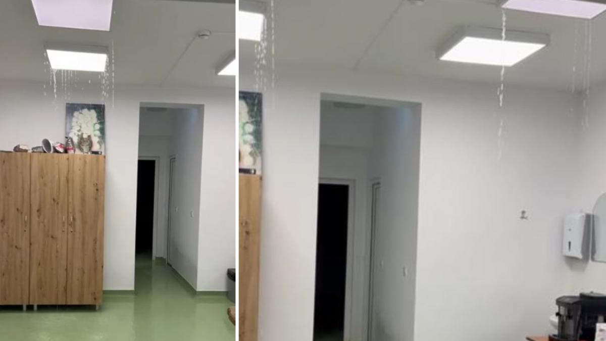 Inundatie la un spital din Harghita Apa a intrat prin tavan dupa ce o teava din pod
