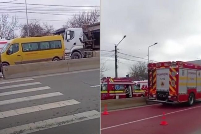 accident grav in dambovita intre un microbuz scolar si un tir 4 copii raniti a fost declansat