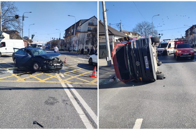 imagini socante cu o ambulanta care transporta un bebelus si mama acestuia accidentate pe sosea