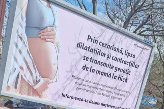 Panourile anti cezariana aparute in Bucuresti sunt contestate de Colegiul Medicilor Sunt private de