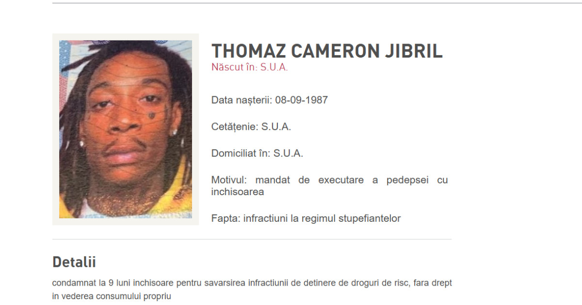 Politia Romana a emis un comunicat de urmrire generala pentru rapperul Wiz Khalifa care a fost condamnat definitiv in tara dupa ce a